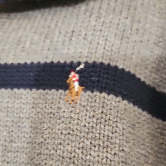 Polo by Ralph Lauren Boys Navy Blue and Gray Zip-Up Sweater - Picture 3 of 5